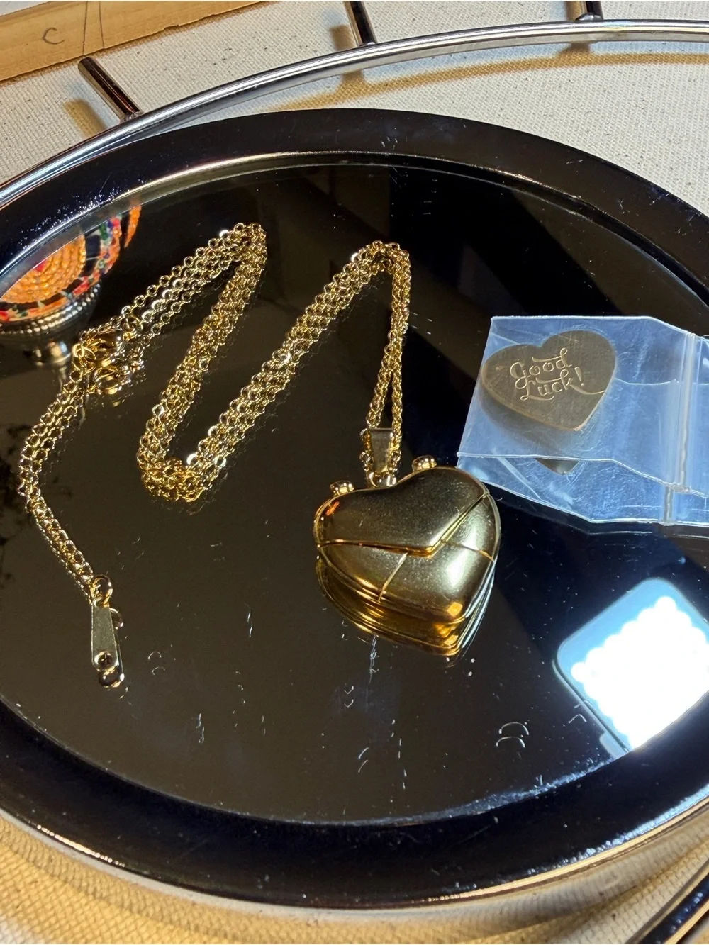 Gold Heart Locket Necklace - Picture 4 of 5